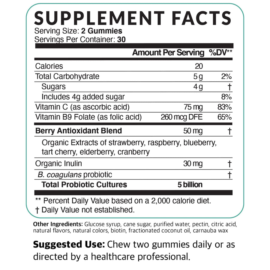 Probiotic Gummies with Prebiotics - Chewable Vegan Probiotics for Women and Men