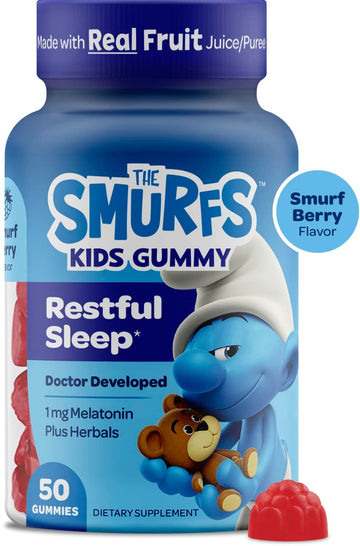 The Smurfs Melatonin Gummies for Kids | Toddler Melatonin (50 Count)